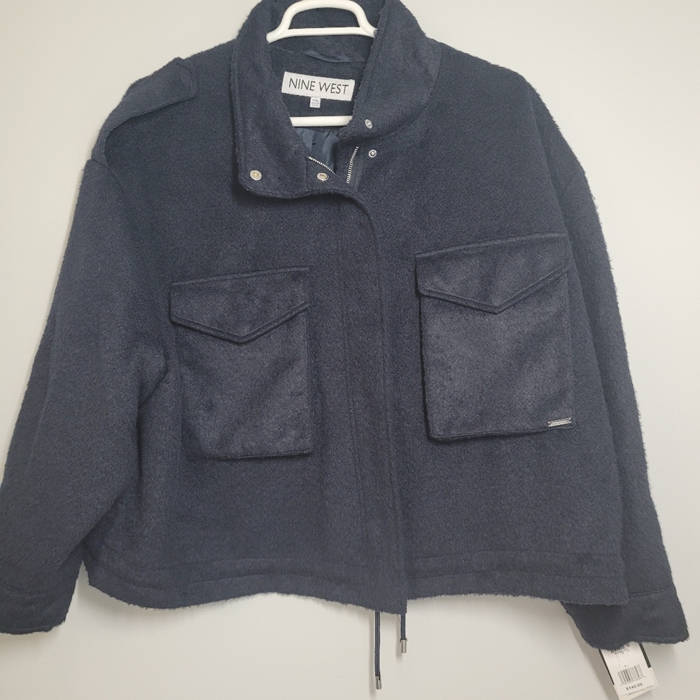 Nine West Dark Blue Military Style Coat Jacket XXL NWT